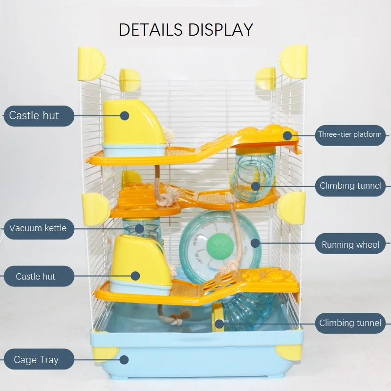 Manufacturer Wholesale Custom Plastic Luxury Portable Castle 3 Tier Large Cheap Hamster Cage