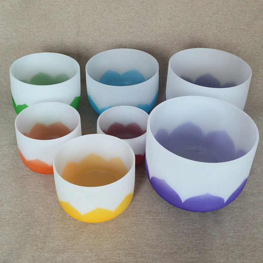 Кварцевая матовая чакра, лотос, Хрустальная Поющая чаша, набор