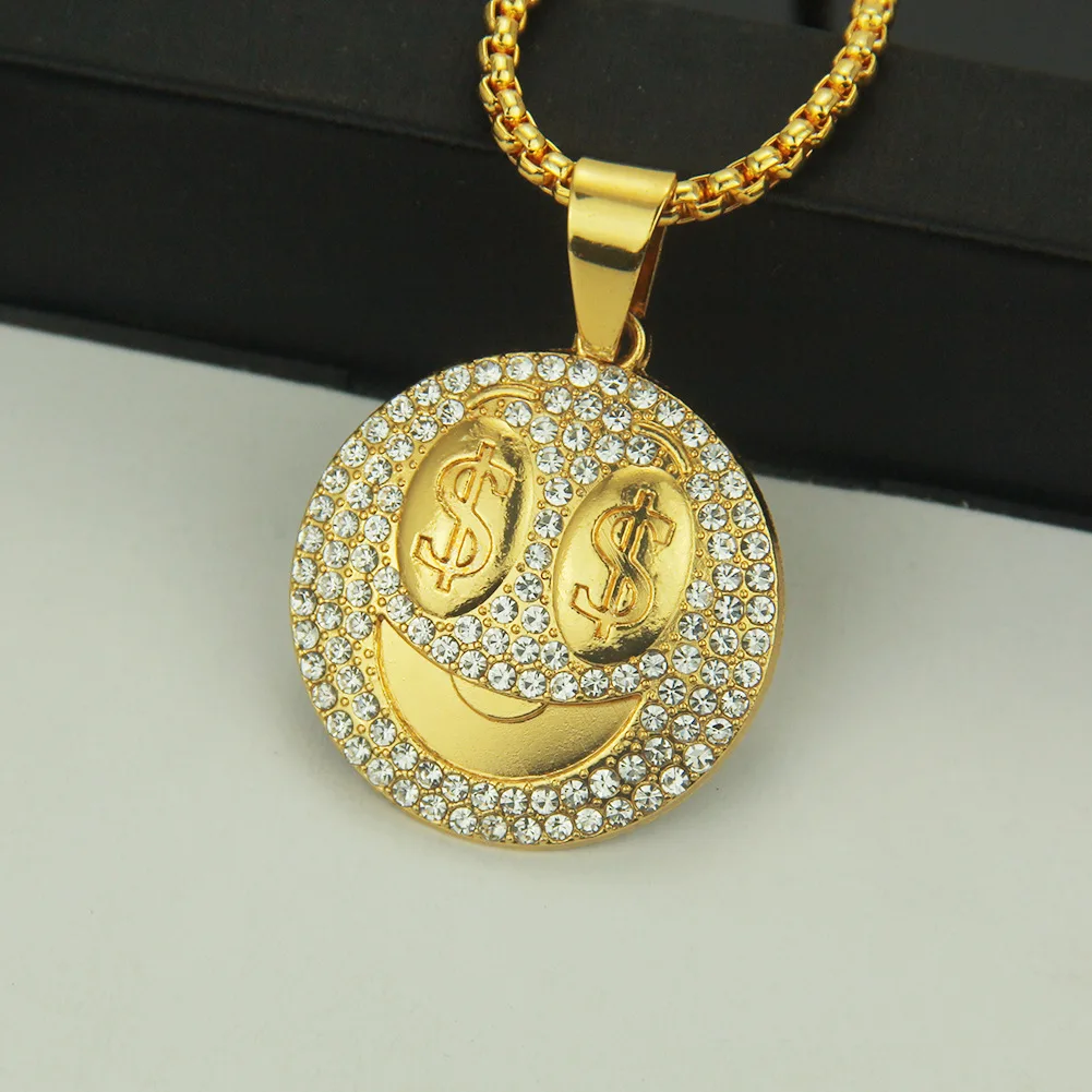 Hip Hop Diamond Dollar Sign Pendant Necklace for Men