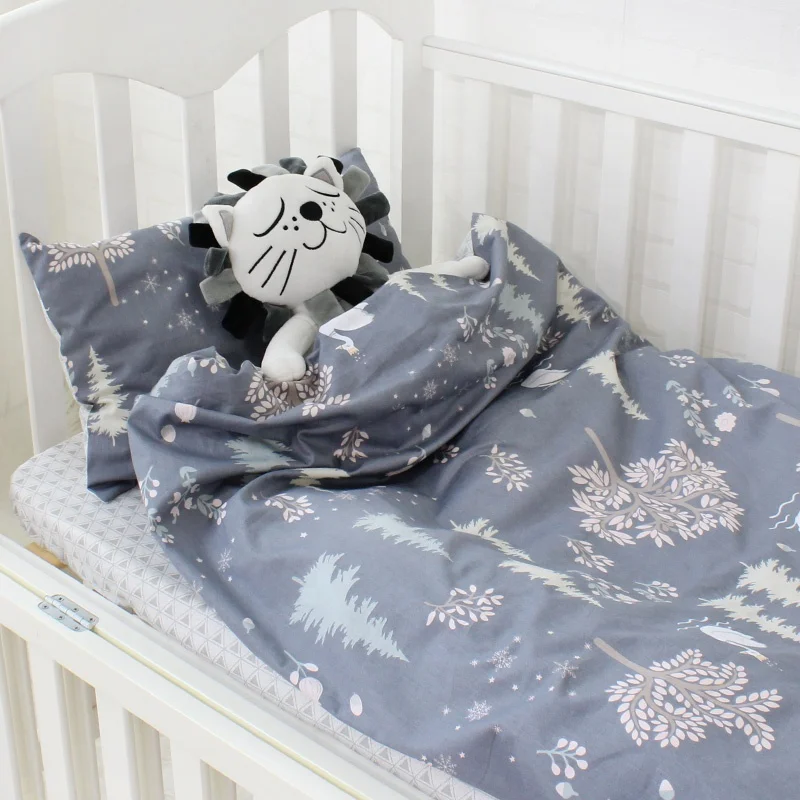 3pcs 100% Organic Cotton  Children Cot Bed Linen Bumpers Quilt Pillow Sheet Crib Baby Bedding Sets