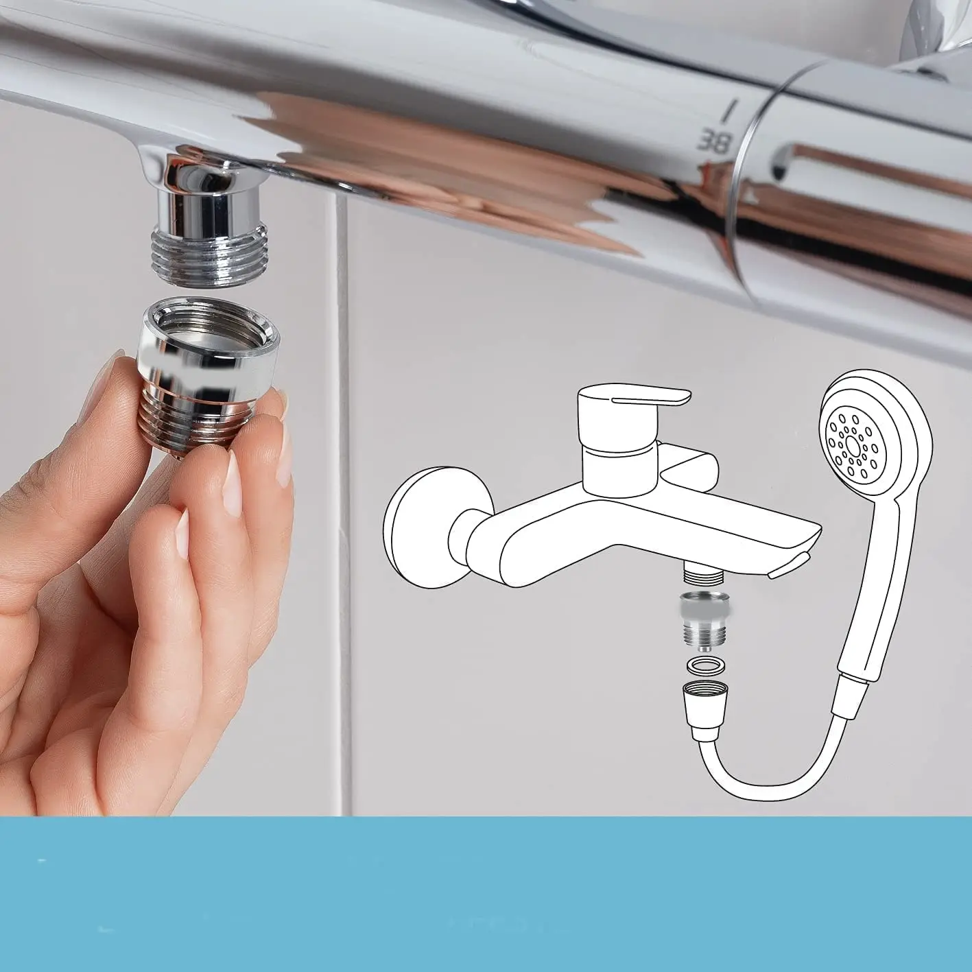 shower water saver, fits almost all shower fittings and shower heads, save up to 50% water