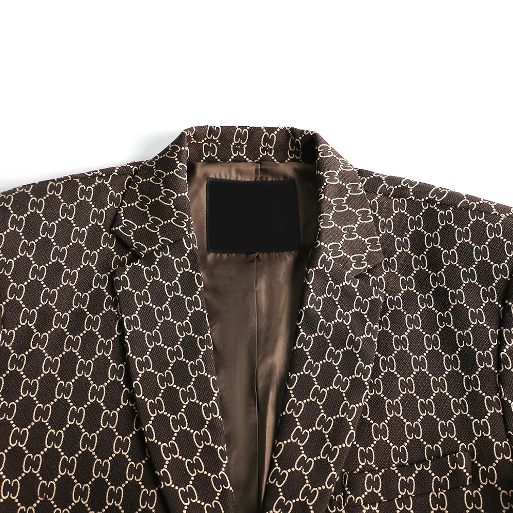 China outlet quality slim fit casual style costume woven brown blazer suit men