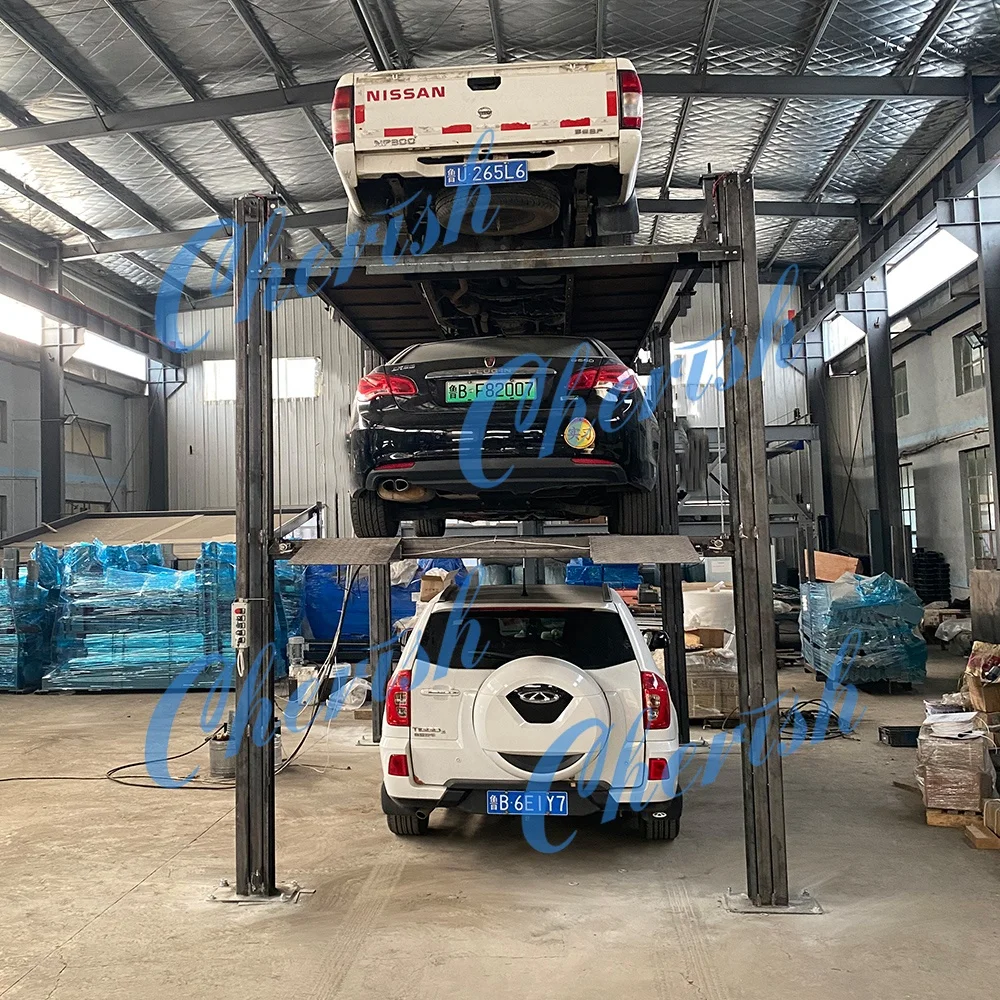 Vertical Parking System Car Triple Stacker Multi-Level Four-Post Garage Parking Lift