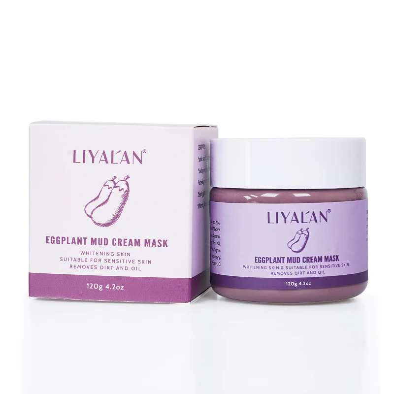 OEM Private Label Oil Control Pore Cleansing Vegan Organic Eggplant Purple Face Cream Clay Mask