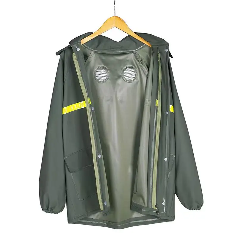 Waterproof Hooded Raincoat Double Cuffs contain 6 Air Vents Breathable Raincoat