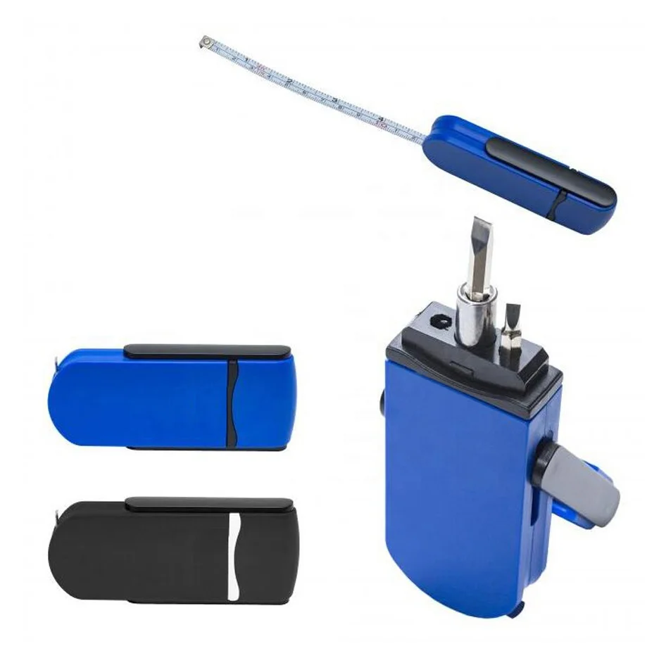 Folding hand mini tool kit set promotional pocket mini screwdriver with tape measure