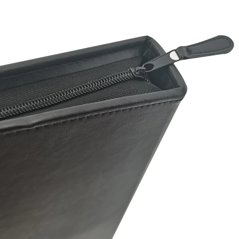 Modernqiu A4 File Folder with Zipper PU Leather 3 Binder Card Holder Document Portfolio-Modern Filing Products