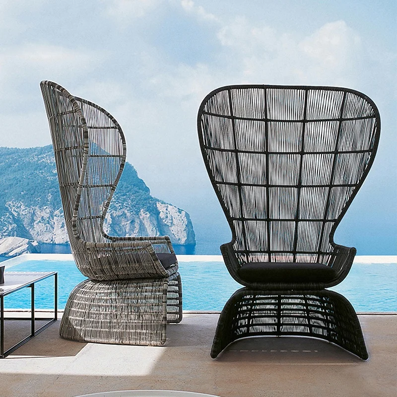 Outdoor Art Wicker Chair Peacock Chair Terrace Garden Wicker Chair Set Club House Villa Furniture sofa