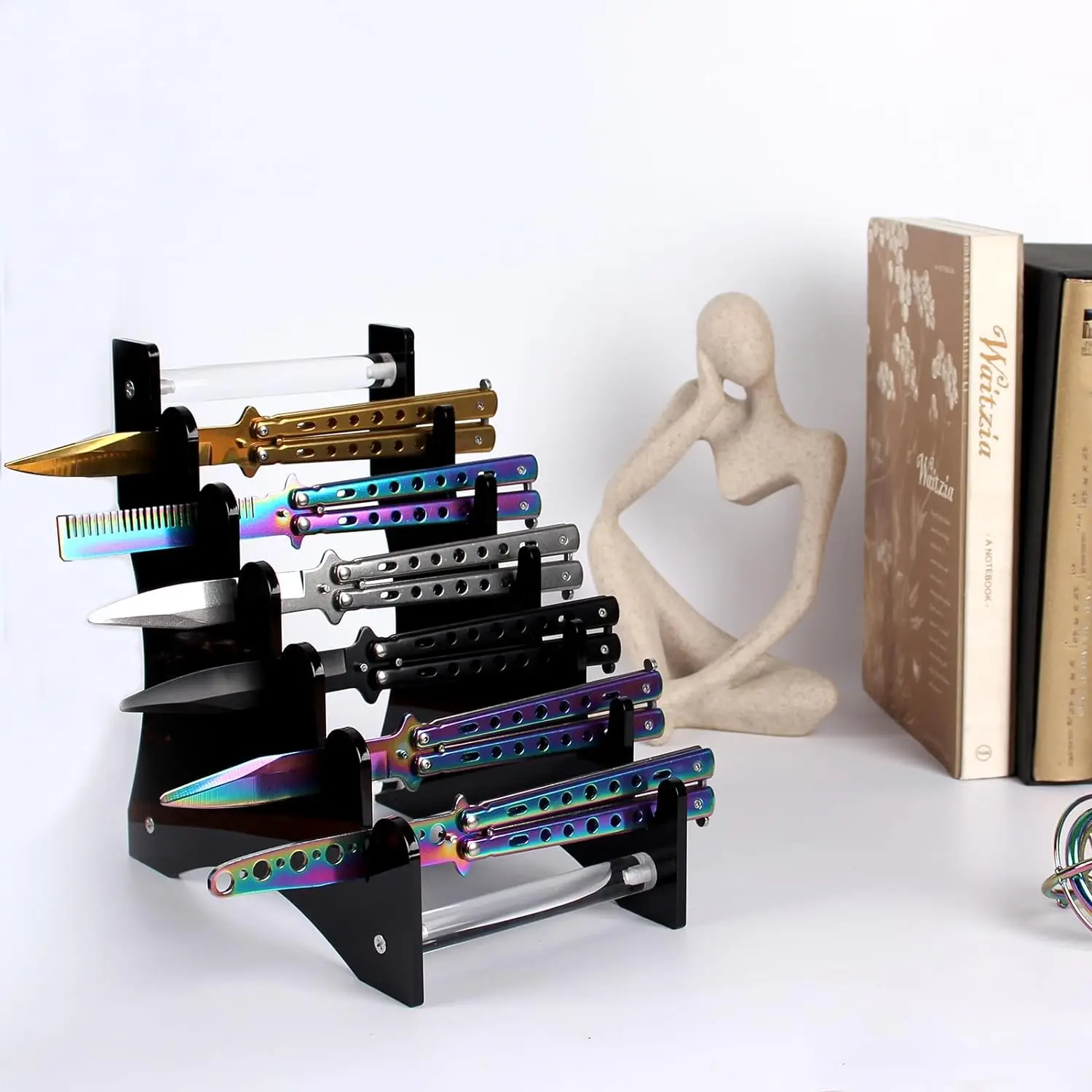 Dagger Stand,Knife Display, Knife Storage Holder Acrylic Knife Display Stand Knives Organizer Holder Stores 6 dagger stand