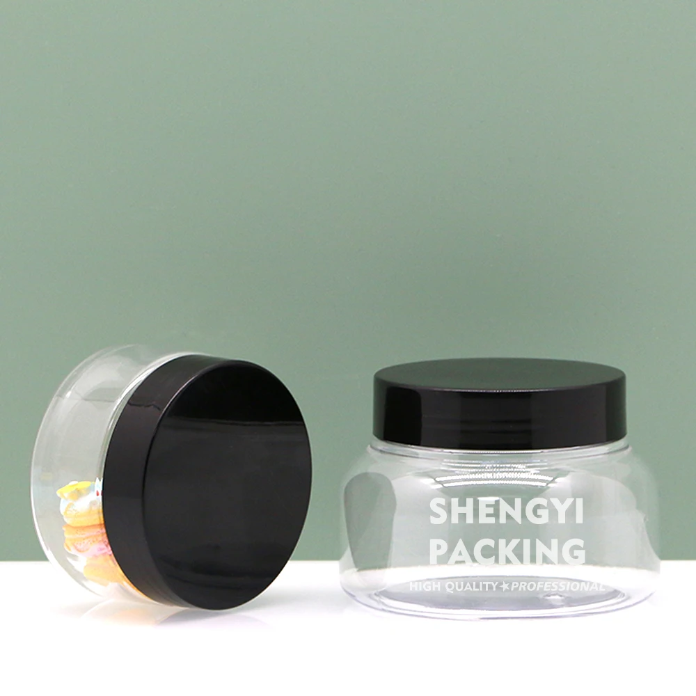 100 250 300 350 500 600 800 1000 ml PET PCR PLA RPET plastic cookies jar plastic jars for food packaging plastic candy jar