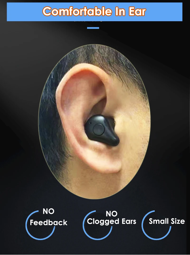 Smart Noise Cancelling Fashion Hearing Aids for Seniors, Rechargeable Hearing Amplifier with 20 Hours Listening Time