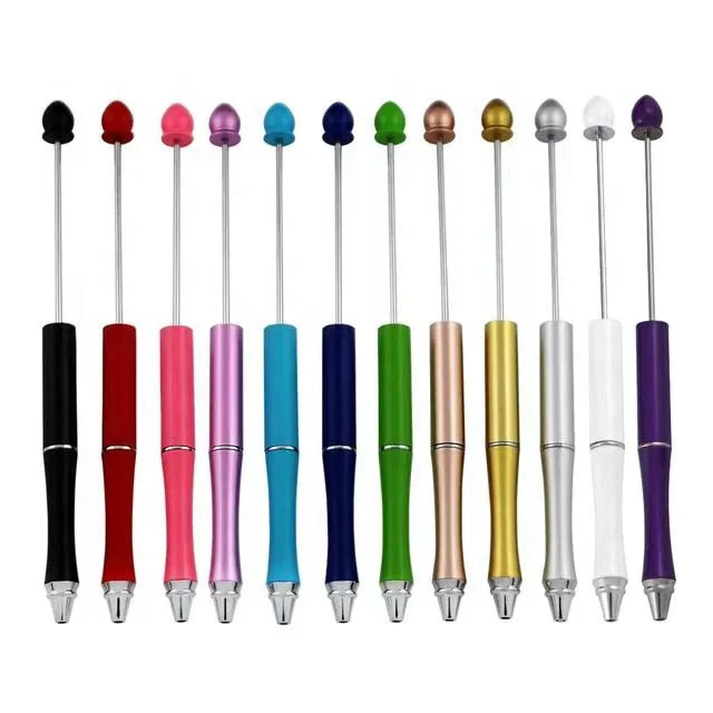 Silicone focal beads ballpoint plastic pens DIY beadable creative add silicone beads blank ballpoint pen
