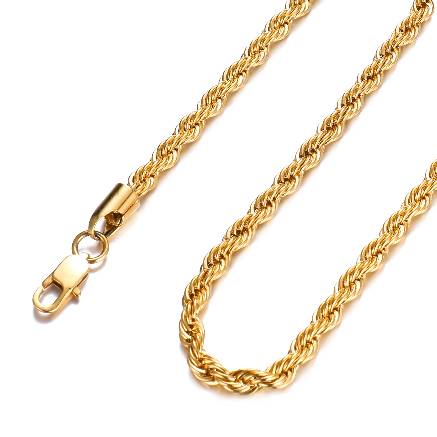 Twisted Stainless Steel Link Chain Rope Necklace For Men Women Fashion Hip Hop