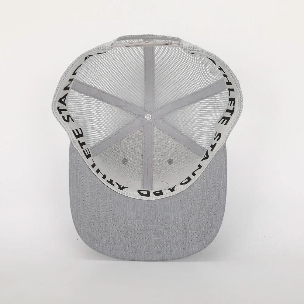 BSCI Wholesale Custom Oem Design Trendy 6 Panel Sport Flat Brim Truck Hat,Embroidery Logo Gray Cotton Gorras,Mens Snapback Cap