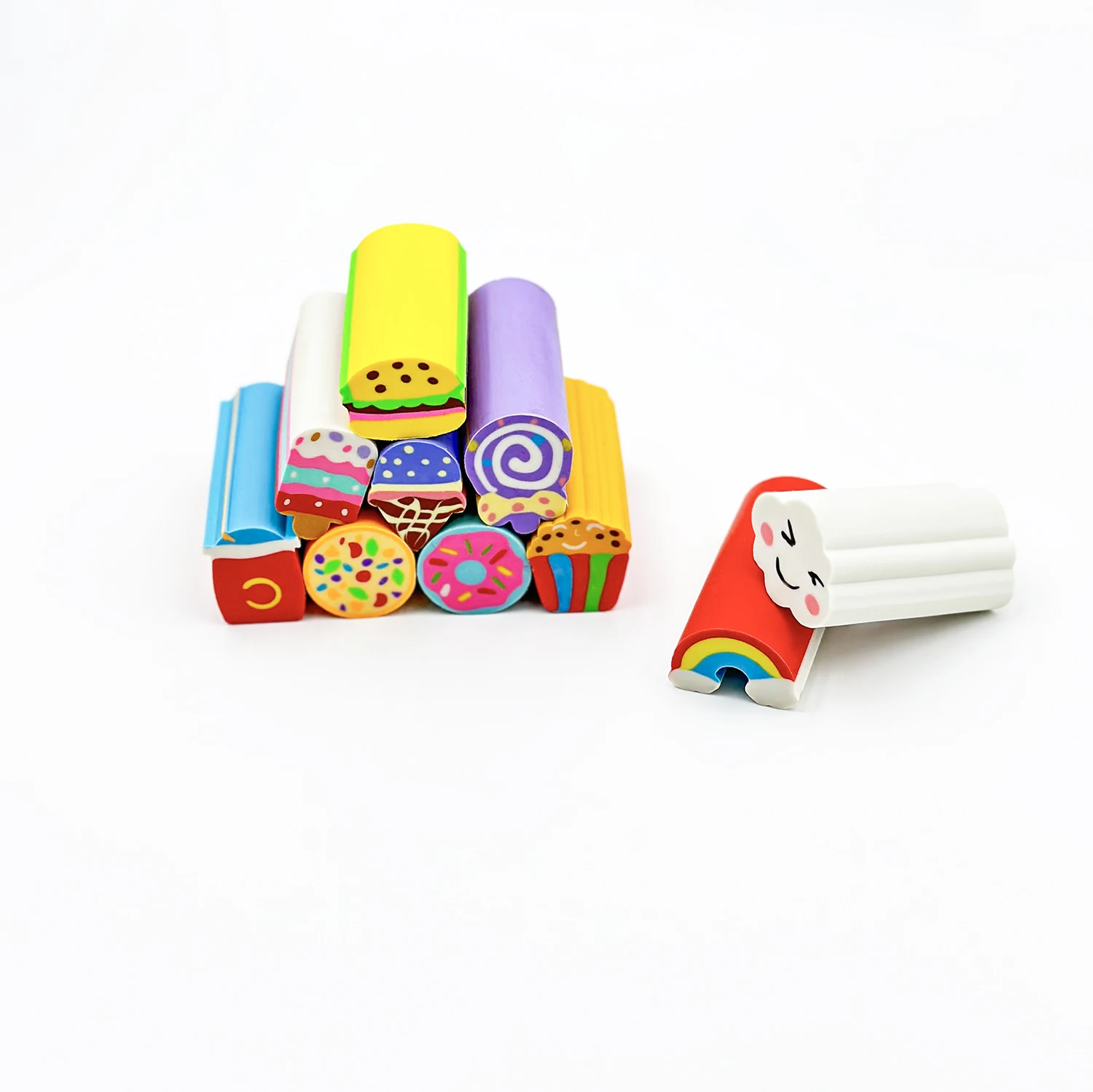 Various Styles Food Animal Shaped Kawaii Erasers Fun Erasers for Kids Pencils Cute 3D Erasers for Children