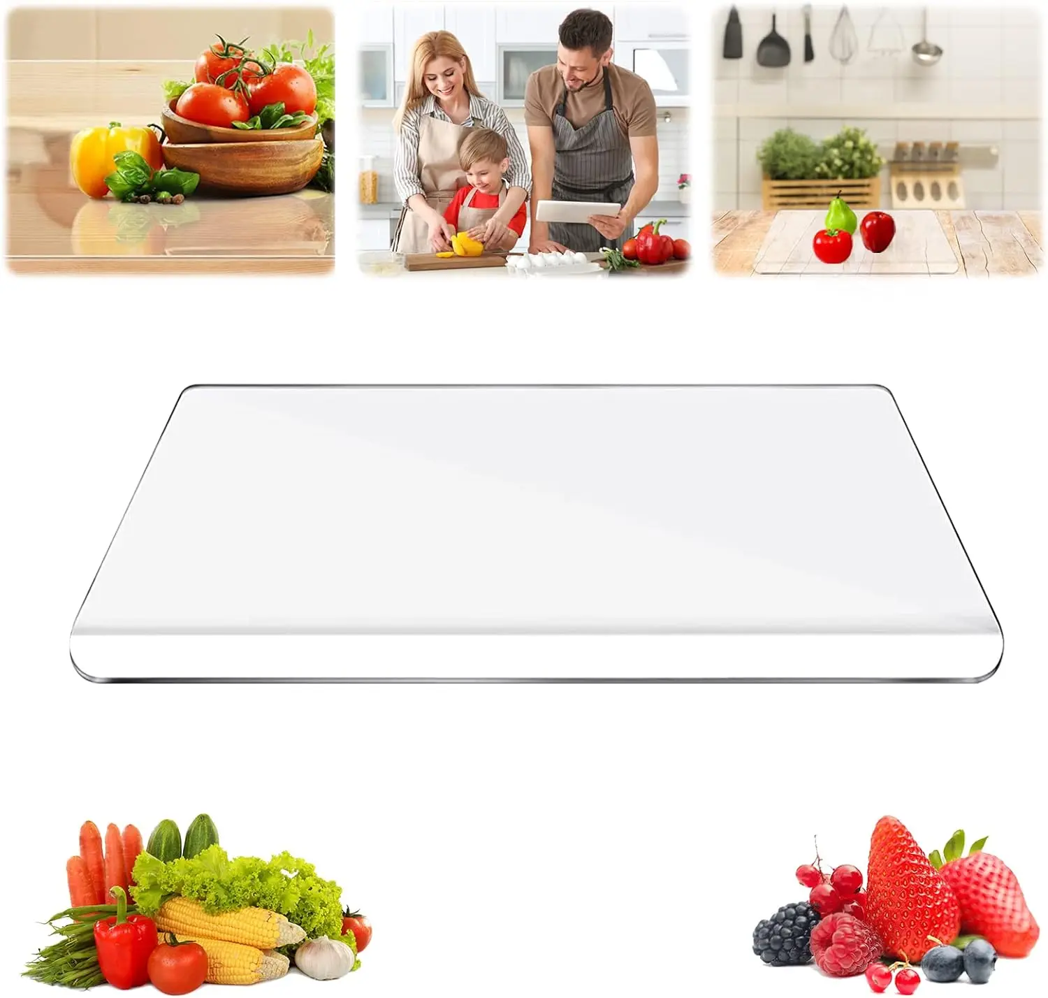 Clear Non Slip Countertop Board Includes Anti-slip Strips Acrylic Cutting Board with Counter Lip 18 x 14