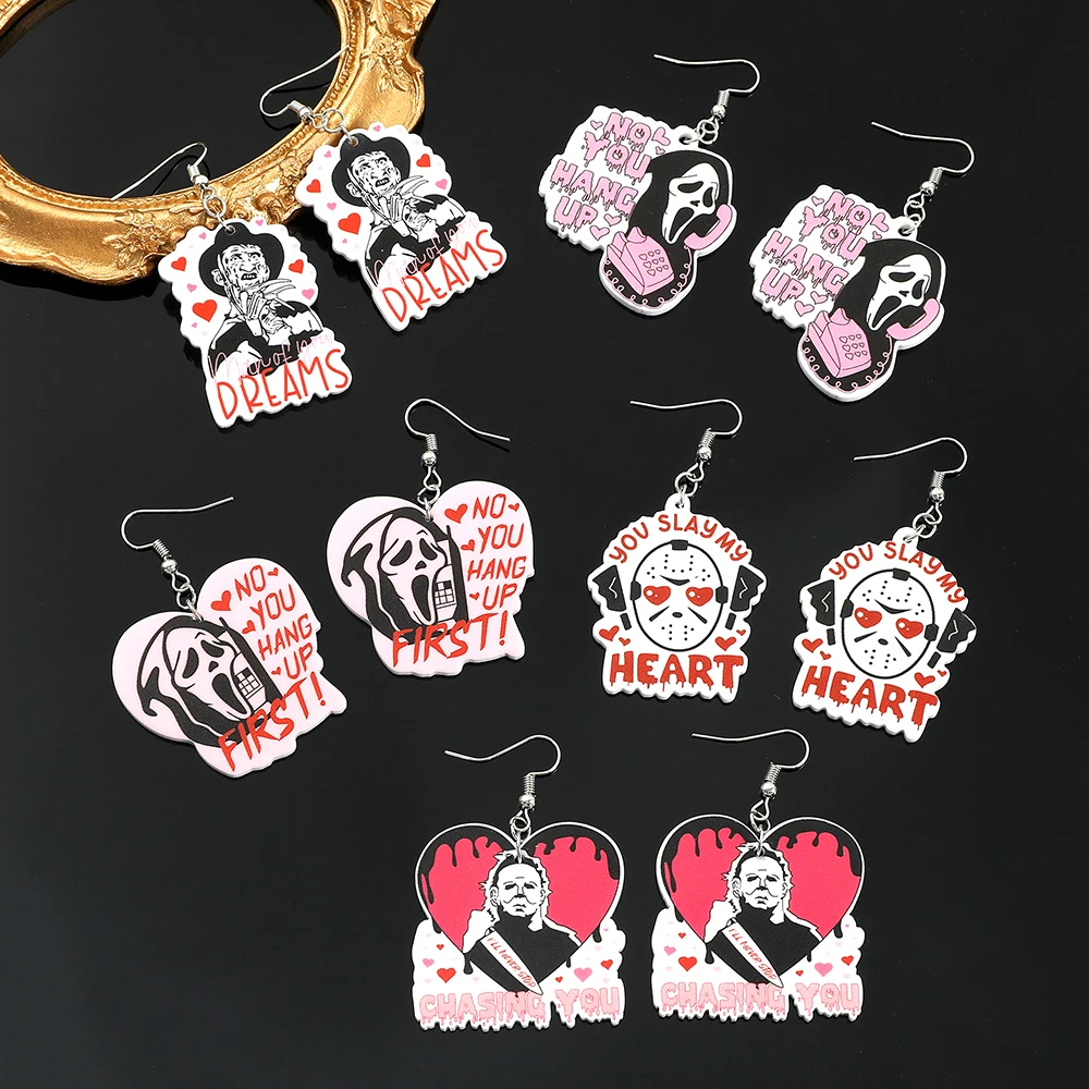 Wholesale Horror Movie Character Earring Cosplay Accessories Horror Style Acrylic Ear Clip For Friends Gifts