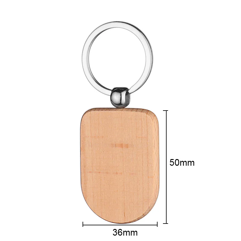 Customizable LOGO Blank Wooden Key Chain Rectangle Wood Blanks for Key Chains Wood Engraving Blanks for DIY Gift Crafts