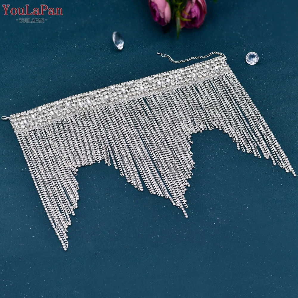YouLaPan SG28 цепочка с кисточками из горного хрусталя ожерелье Женская шаль для вечеринки Бохо этнические ювелирные изделия свадебное большое ожерелье со стразами