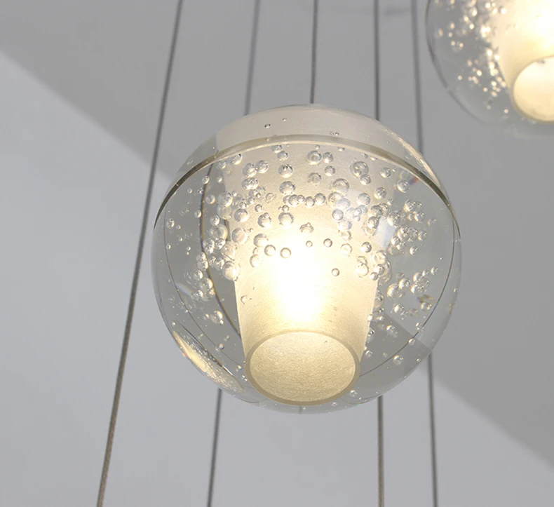 hotel villa modern simple design staircase light chandelier led bubble glass ball staircase light