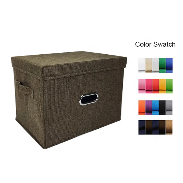 Foldable Multifunction Wholesale Storage Box Travel Box Organizer Storage Case Jute Fabric Organizer Storage Boxes With Cover