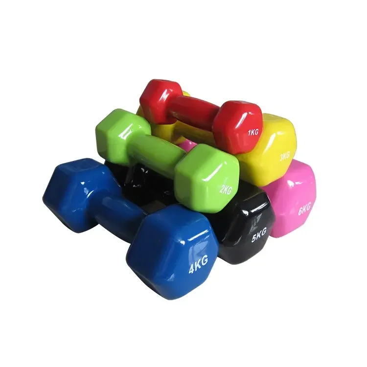 Sports Equipment Exercise Hex Dumbbell Color Weight Lifting Custom Logo Gym Vinyl Dumbbell Set