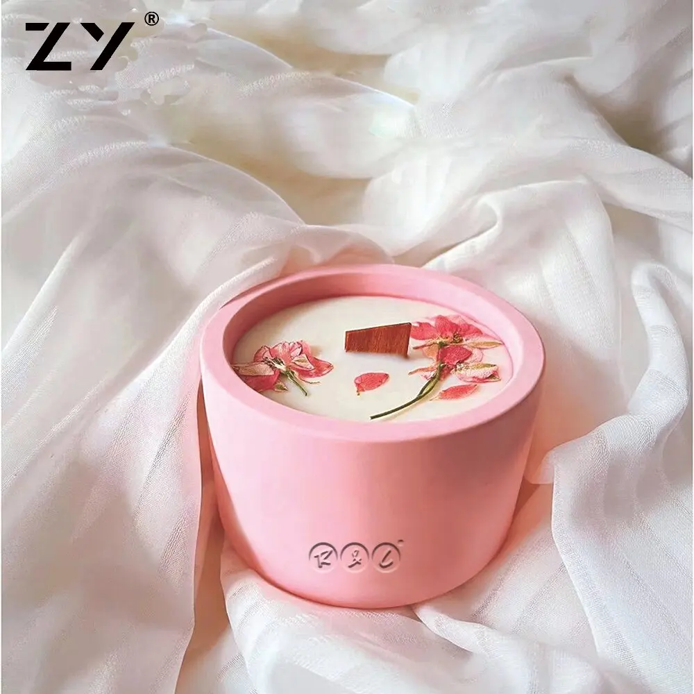 Color Candle Jar Cement Candle Jar Concrete Candle Jars With Lid And Boxes Packaging