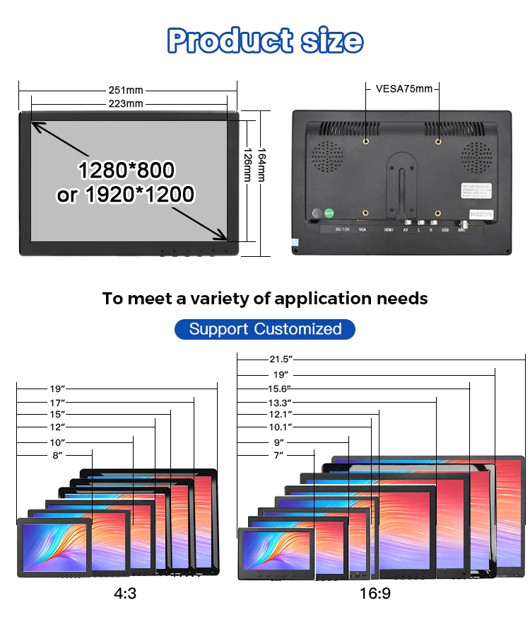 Factory 10.1-inch LCD Touch Screen HD Industrial Monitor
