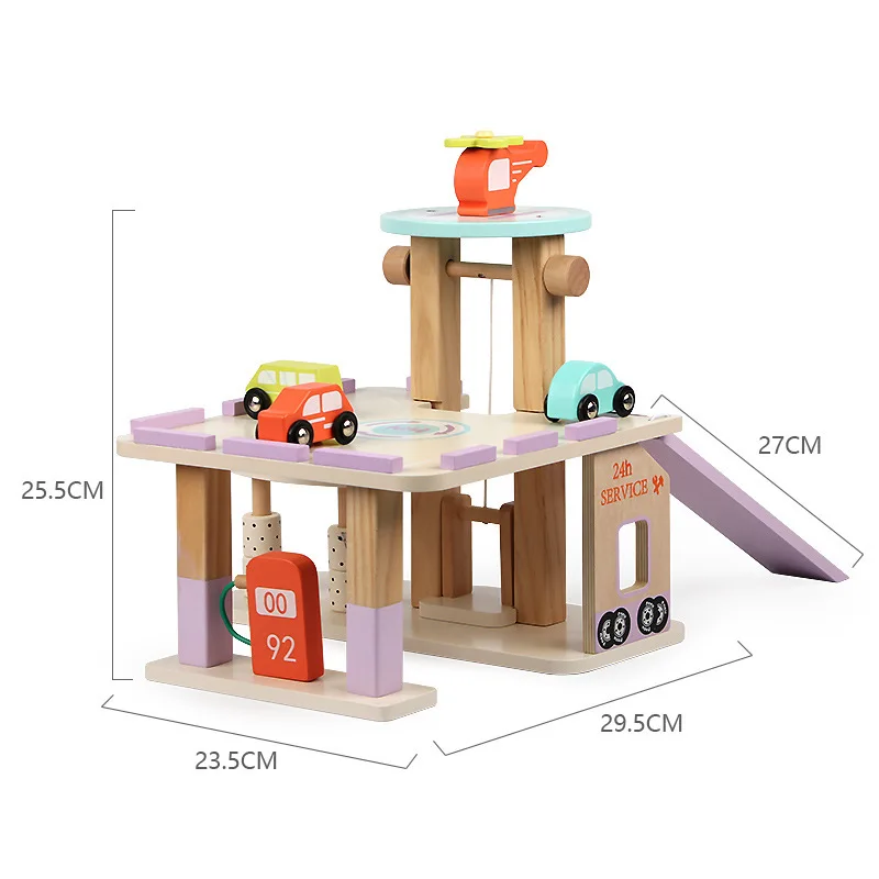 New Style Educational Wooden Housing Car Models Parking Game for Kids