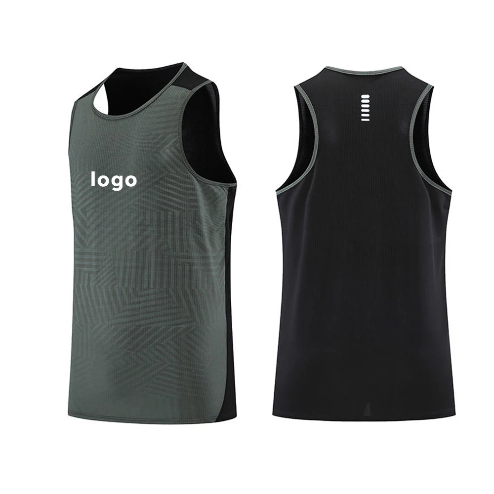 Wholesale  Custom Mens logo Gym tank Top  Polyester Muscle Sleeveless Running Stringer Fitness Sports Workout Vest Gym Wear