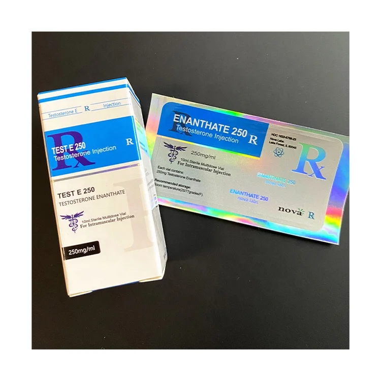 Vial label and box 59 - TEST E 250 NOVA brand 10ml hologram steroides vial labels and boxes for steroides bottle packaging