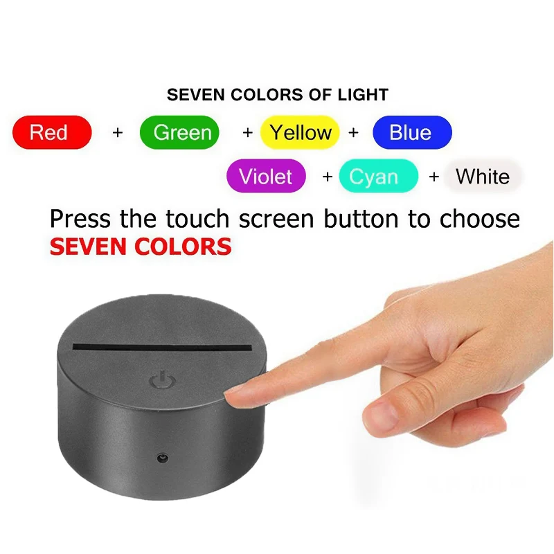RGB LED Lamp Bases for 3D Led Night Light Acrylic Black 3D LED Lamp Night Light Touch Base with USB Cable and Remote Control