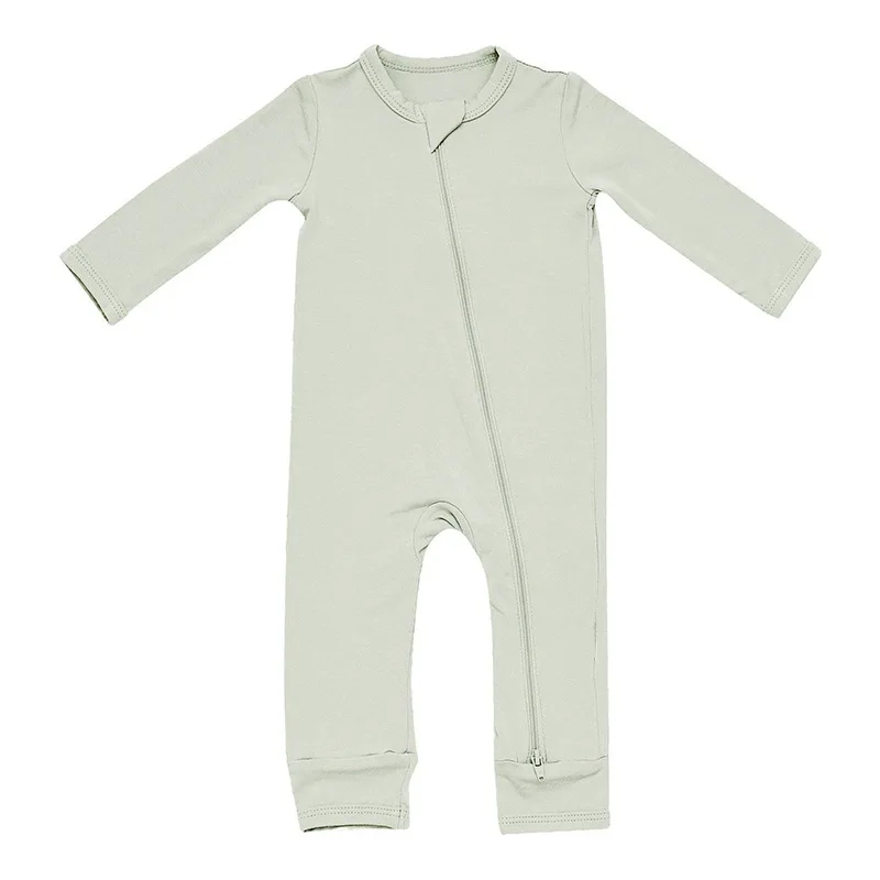 Wholesale Custom High Quality Unisex Double Zipper Bamboo Baby Romper