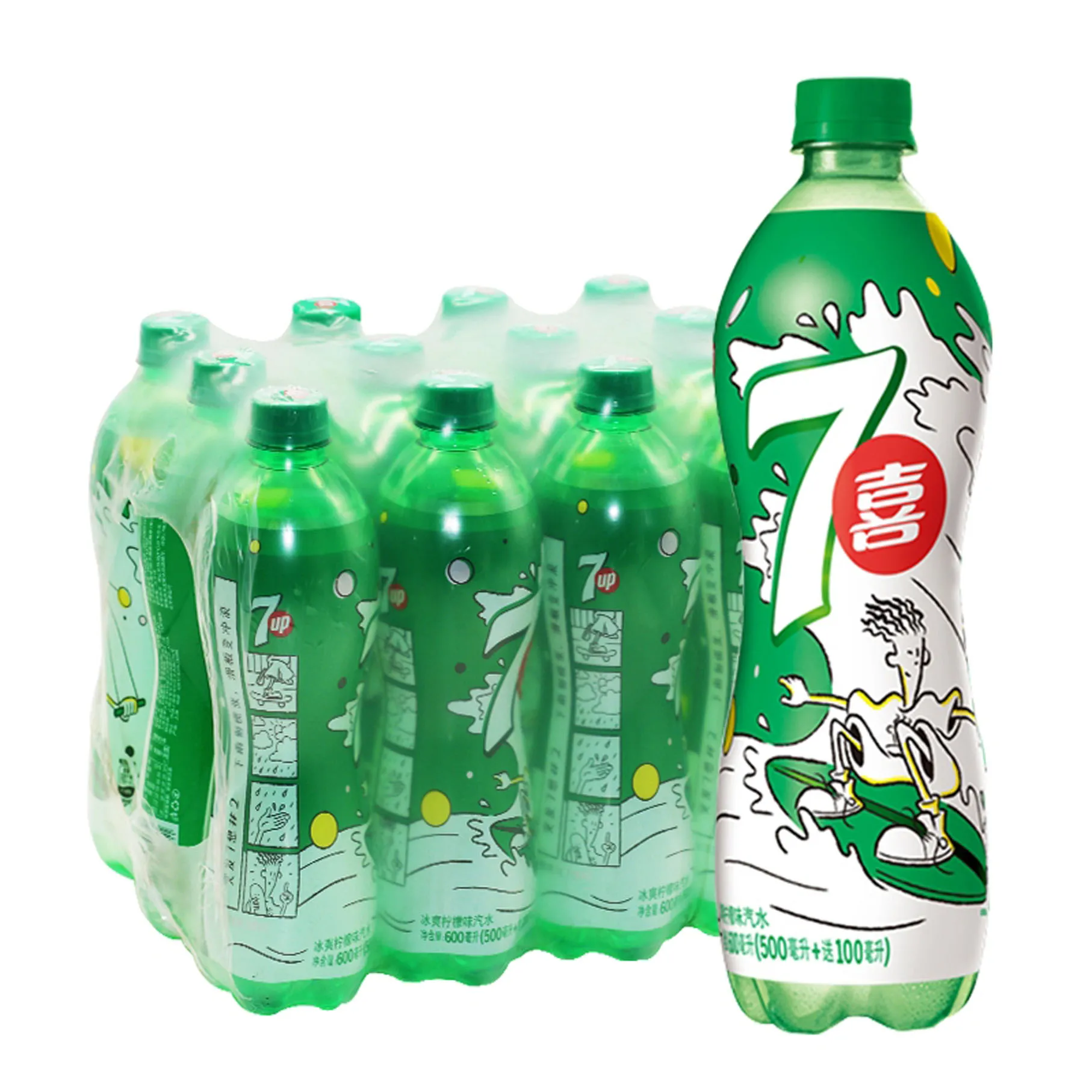 Охлаждающий фруктовый напиток соды 7UP с лимонным вкусом 600 мл * 24 бутылки