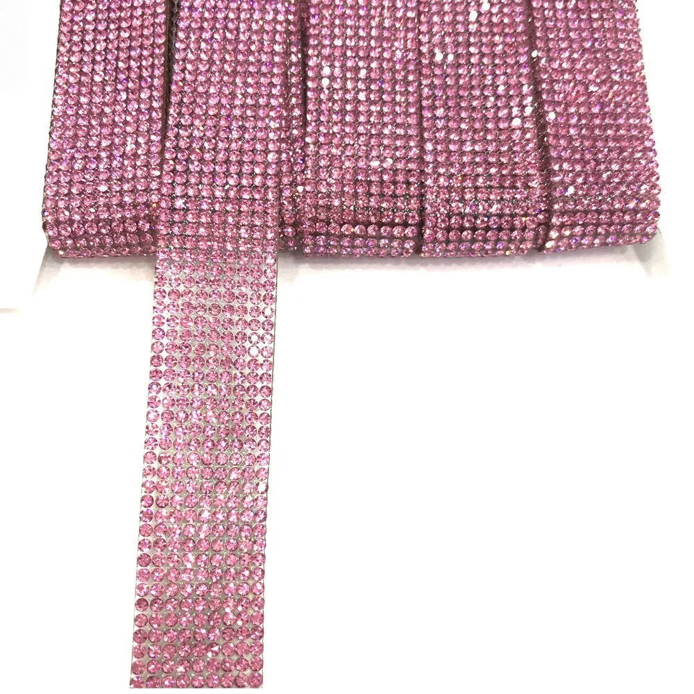 S284 2cm width Iron on rhinestone chain trims for garment accessories crystal trimming chain rhinestone decoration
