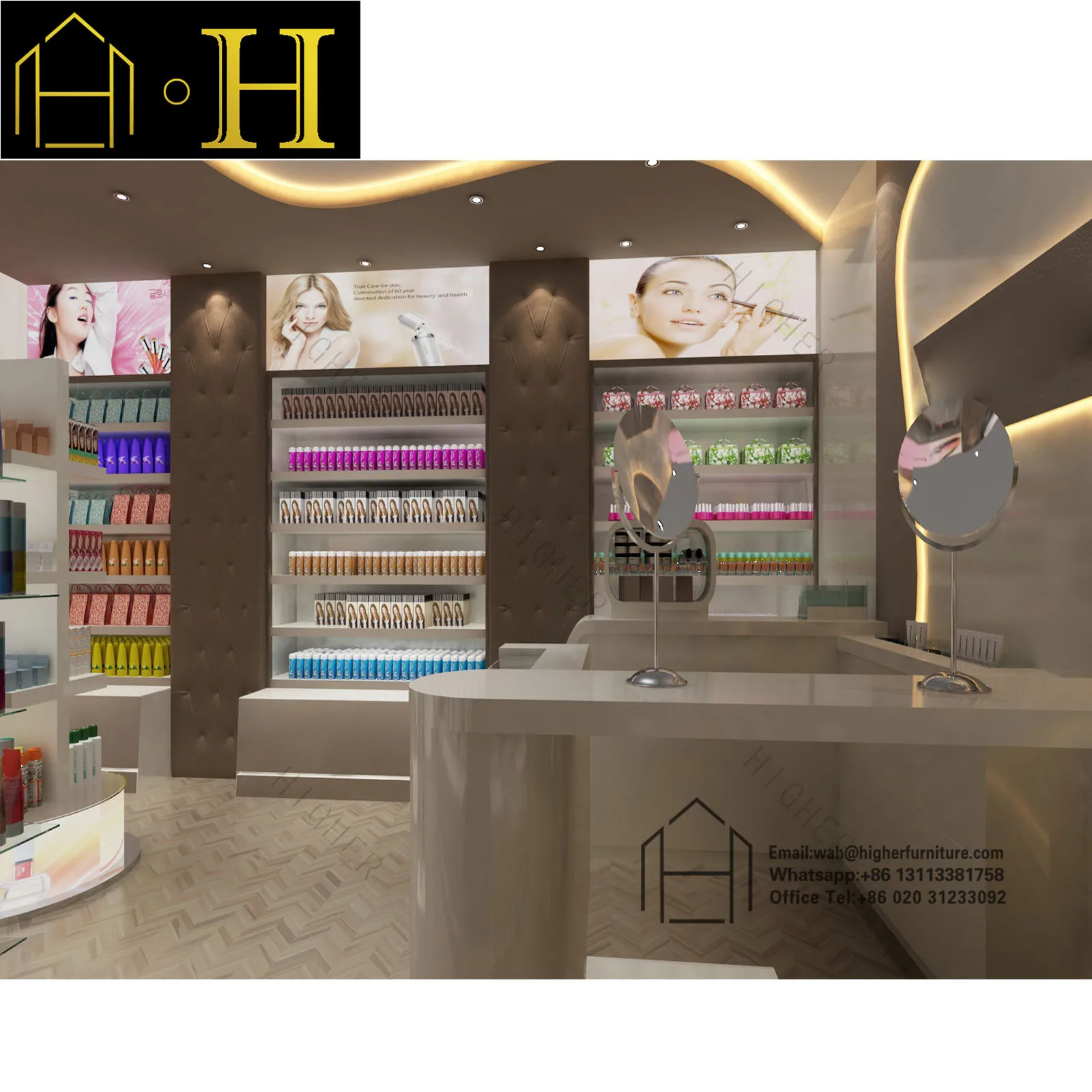 Modern Custom Retail Makeup Display Cosmetic Shop Equipment Furniture For Cosmetic Store