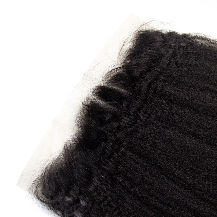 Raw Indian Kinky Straight Hair Closure Bundle , Perm Kinky Straight BrazilIan Human Hair Yaki Lace Closure