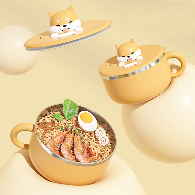 Новый дизайн милая миска для собак Детская 304 из нержавеющей стали 1200 мл мультяшная коробка завтрака лапши быстрого приготовления