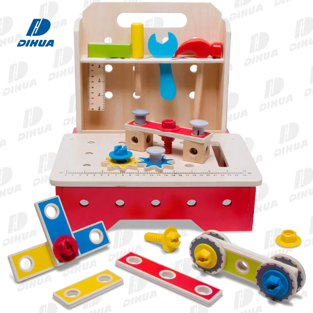 Складной верстак деревянный игрушечный Строительный набор портативный ящик для инструментов деревянные игрушки инструмент ремонта игрушка обучающая игра