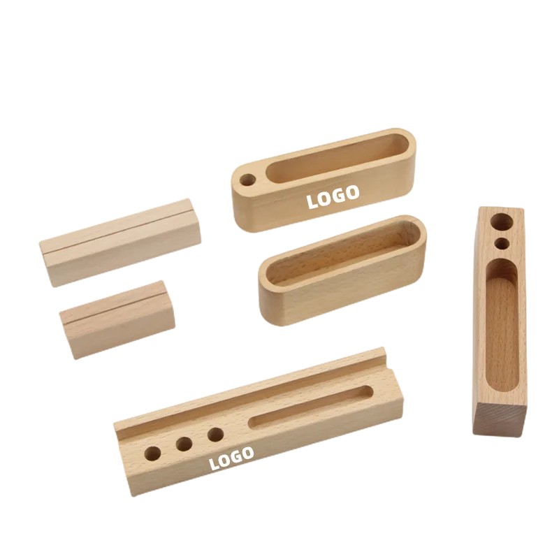 Custom Logo Wooden Block Business Card Holder Display Stand Wooden Card Holder Block