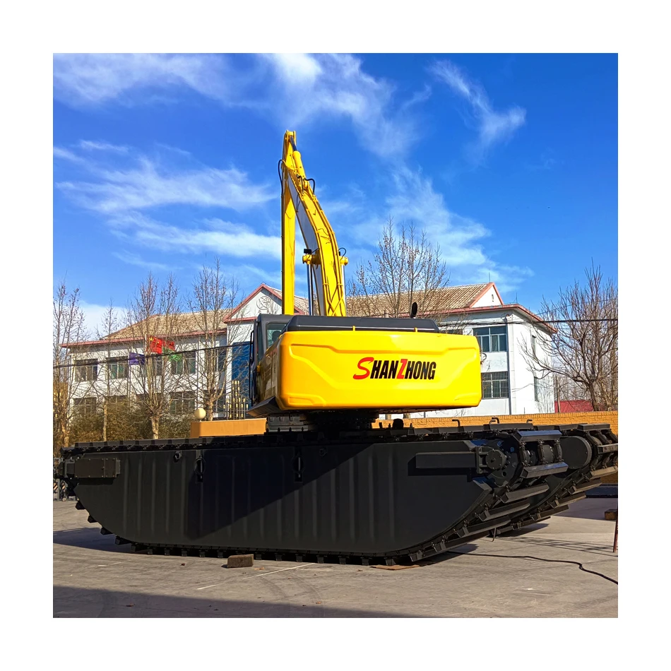 Marine amphibious dredging ship with dual purpose excavator on water, brand new tracked waterway excavator