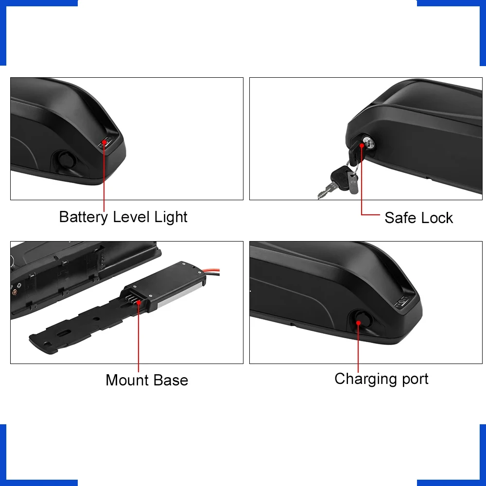 Hailong Rechargeable 12ah 13ah 15ah 17ah e bike battery 1000W down tube 36 volt 48V electric bicycle lithium ion battery charger