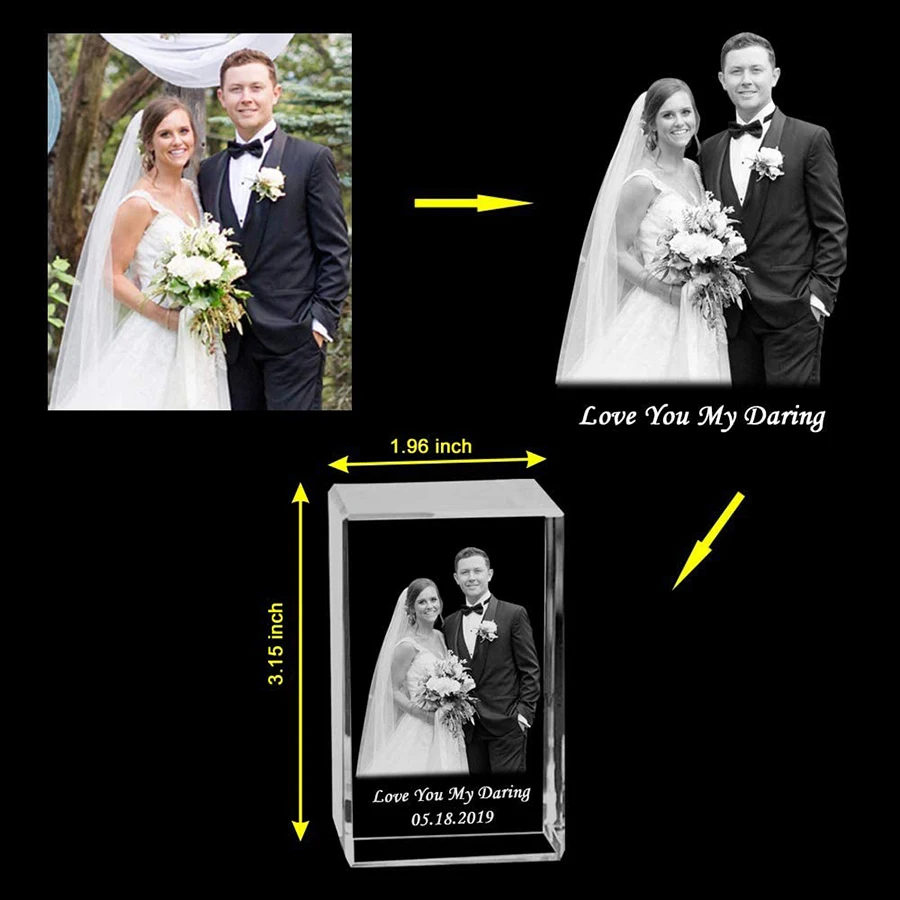 Personalised Custom 3D Laser Engraving Photo Coated Sublimation Crystals Glass Frame Blanks Crystal