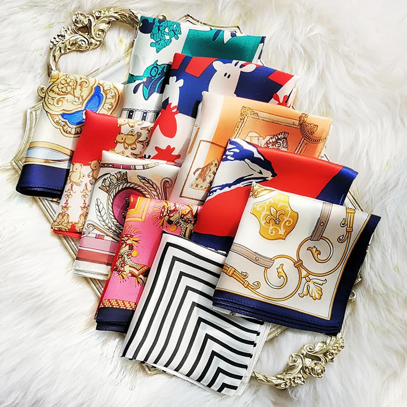 Wholesale 100% Real Silk Scarf Women Small Square Scarf Stewardess Fashion Square Silk Scarf with Customize  (S011C)