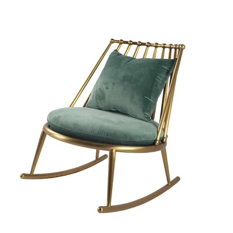 Modern Comfortable Hotel Green Velvet Lounge Rocking Chair Promotional for Living Dining Hall Villa Living Room Sofa Corner Use