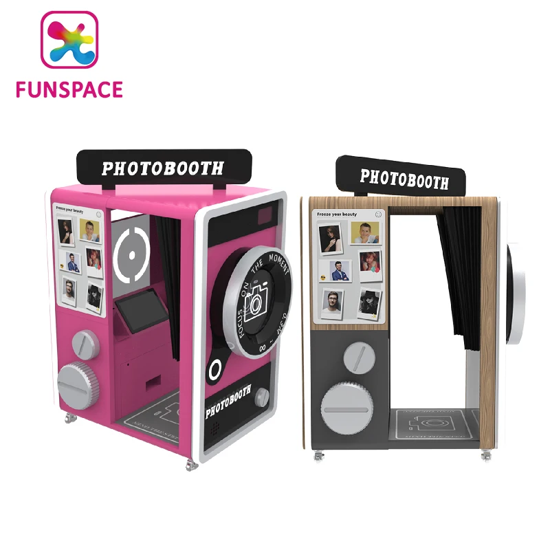 Funsapce Customizable Photo Booth Machine Shell Instant Mirror Photo Booth Print Picture Vending Machine With Payment Processing