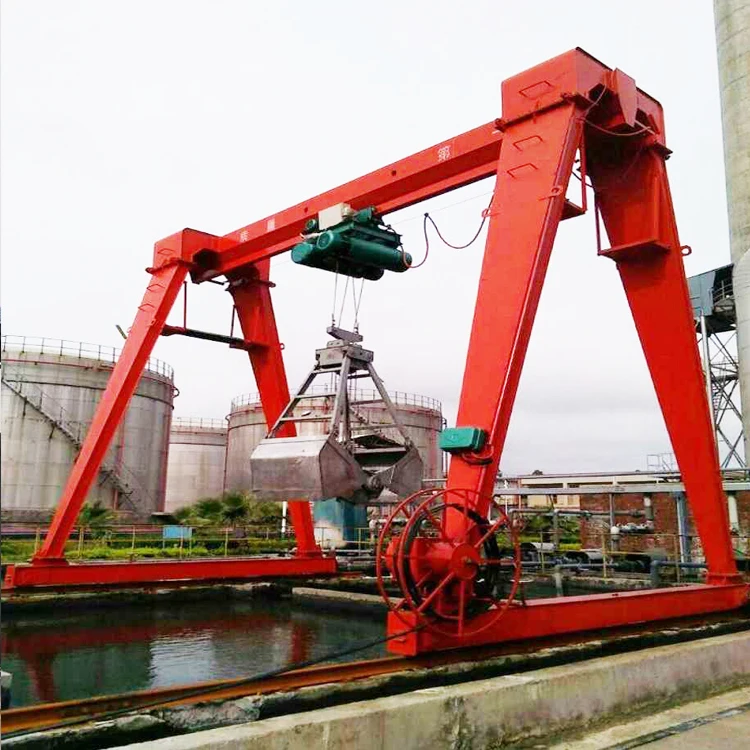Customized Design Mine Double Girder Grab Bucket Gantry Crane For Sale