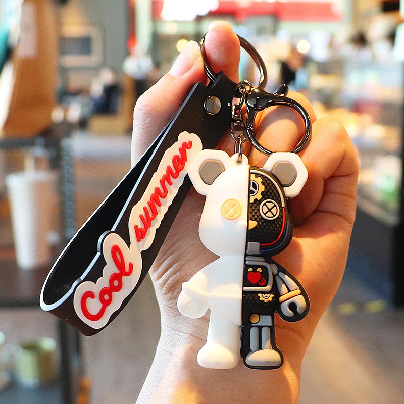 3d ПВХ креативный мультфильм аниме механический маленький медведь кулон брелок персонализированные подарки сумка аксессуары брелок для ключей