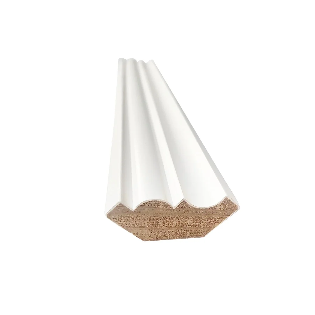 Hot Sale finger joint radiata pine Chinese fir MDF wood ceiling mouldings with white coating customizable for houses