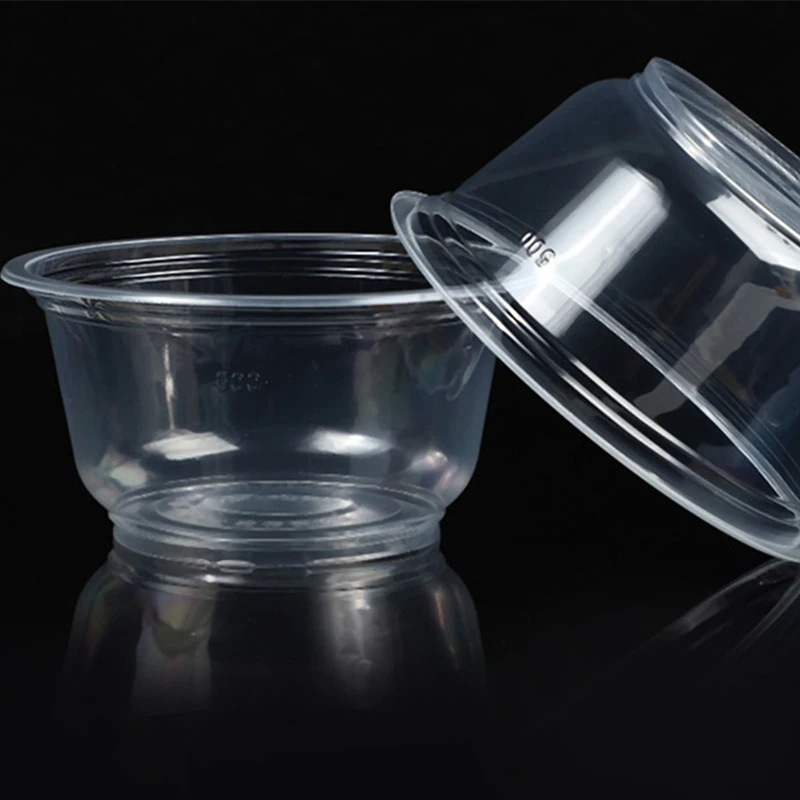 Disposable Plastic Leak-proof Heat Resistant Transparent Round Takeaway Food Bowl Container With Lids